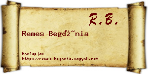 Remes Begónia névjegykártya